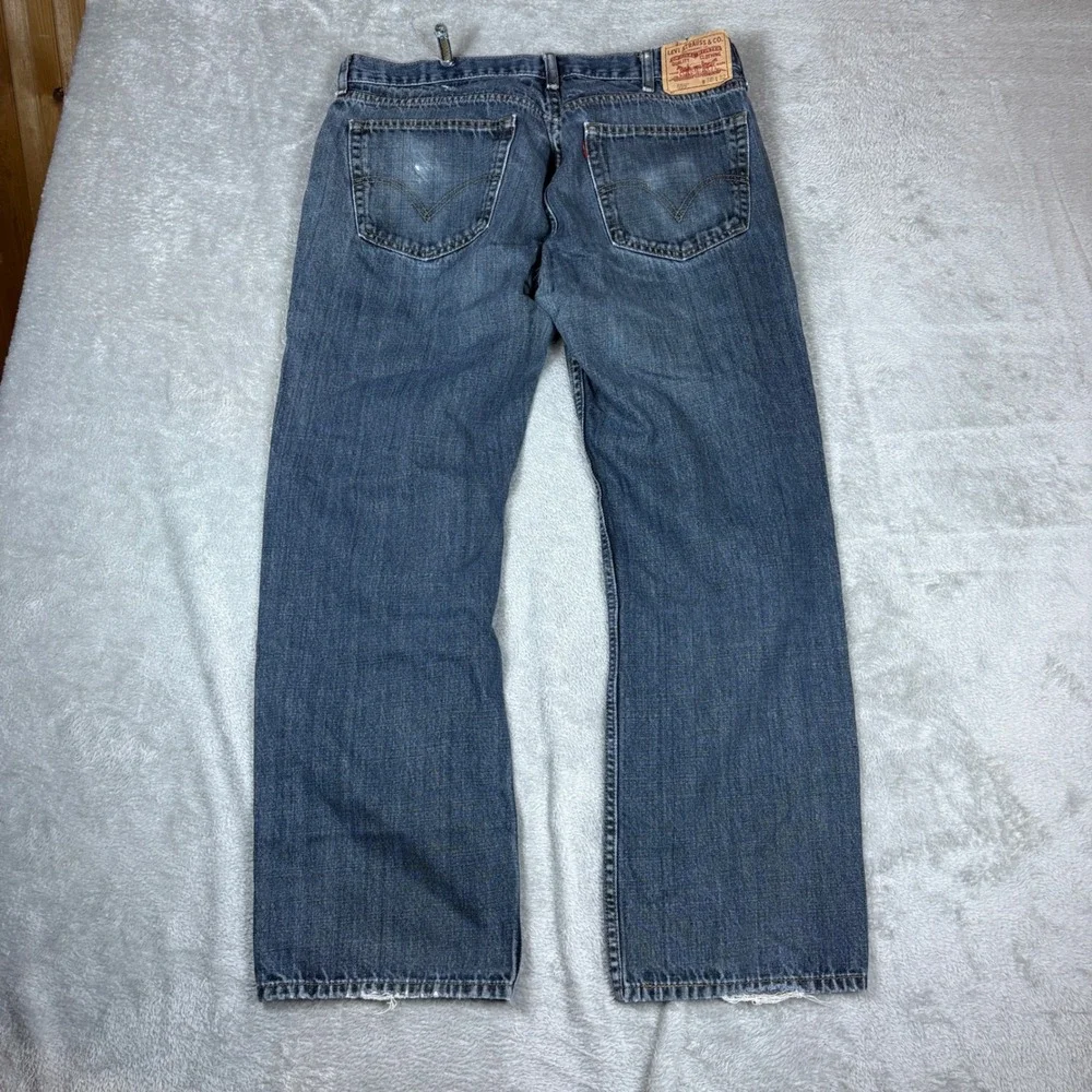 Levi's Jeans Men 38x32 559 Relaxed Straight Blue Whiskered Faded‎ Denim